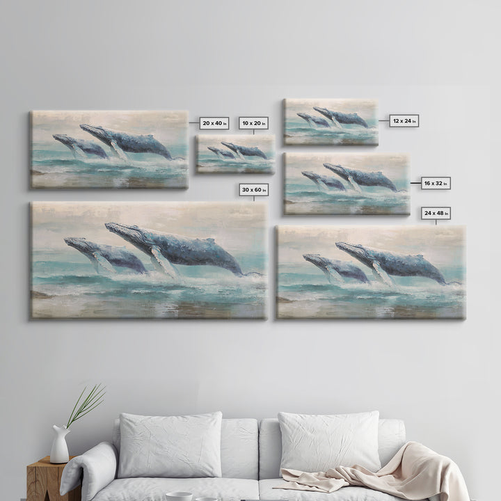 Humpback Whale and Calf Canvas Print, Marine Life Art, Gallery Decor, Living Room Decor, Fine Art, Marine, Minimalist Decor, MLA-2x1-62