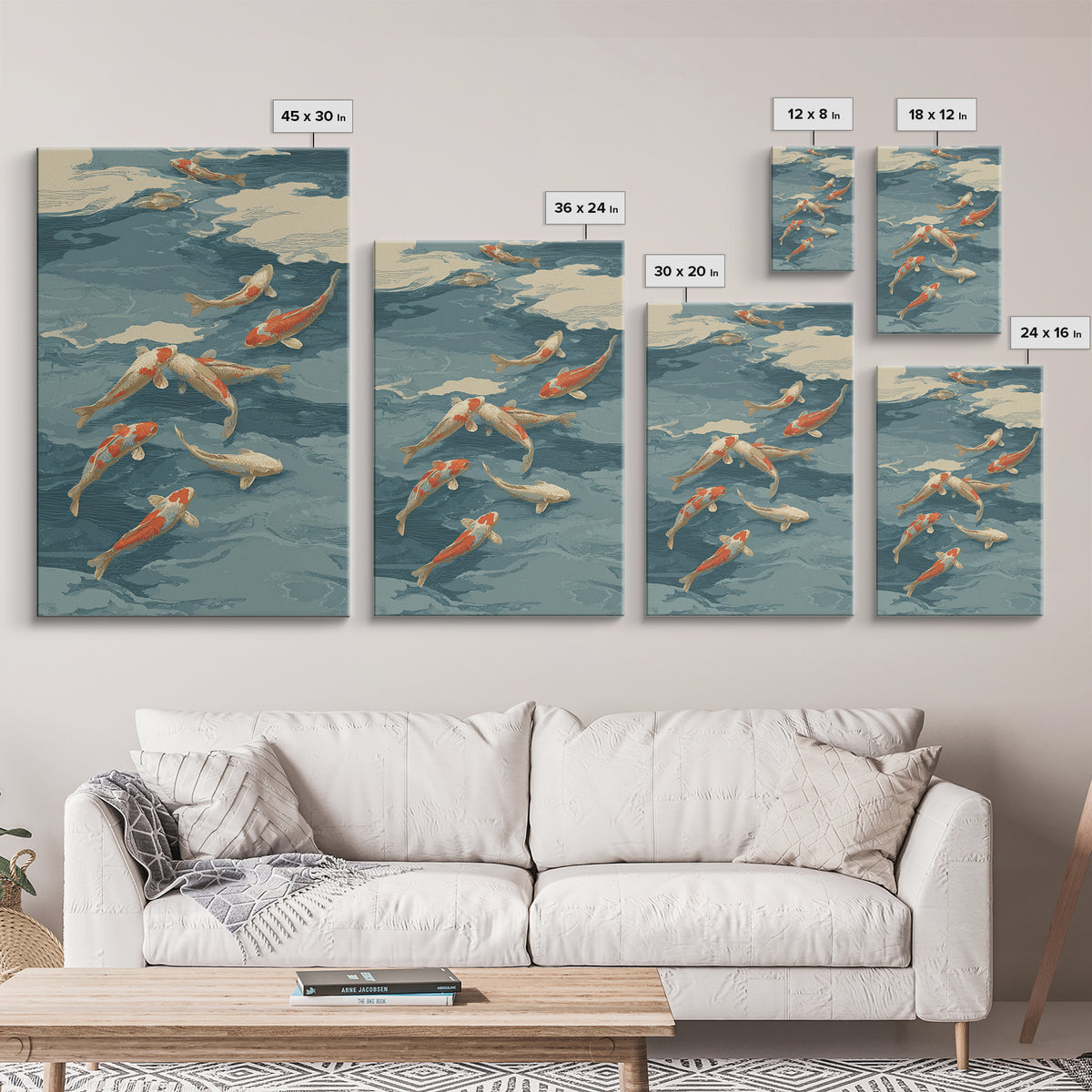 Koi Like Marine Fish Framed Canvas Print, Marine Life Art, Coastal Art, Living Room Decor, Fine Art, Marine, Ocean Prints, MLA-2x3-24