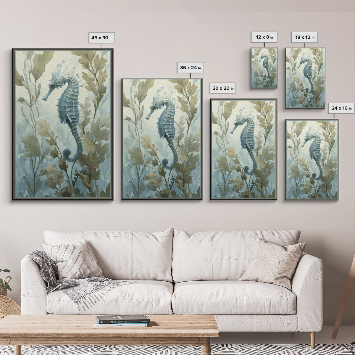 Sea Dragon Drifting Among Kelp Framed Canvas Print, Marine Life Art, Home Decor, Living Room Decor, Fine Art, Marine, MLA-2x3-25