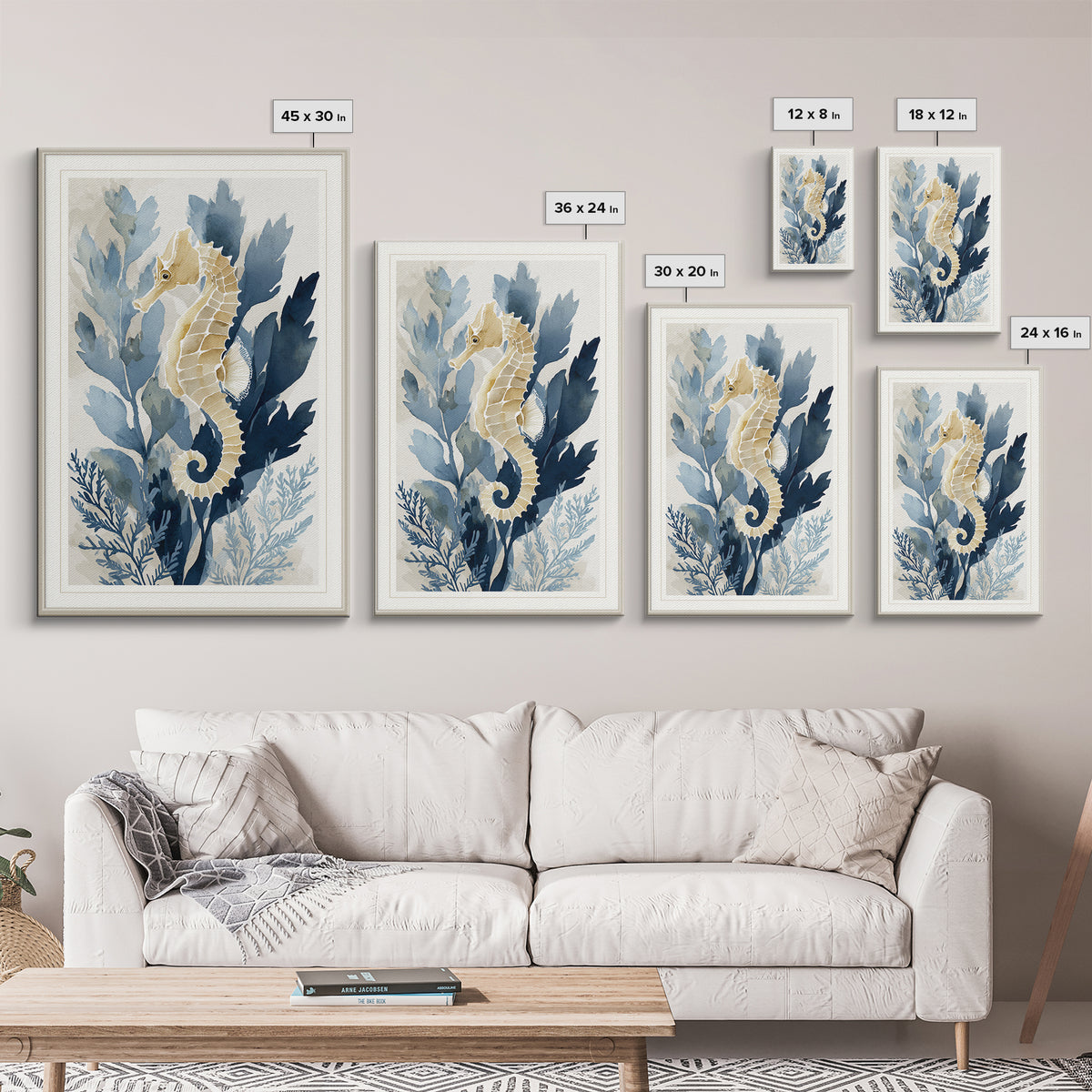 Sea Dragon Drifting Among Kelp Framed Canvas Print, Marine Life Art, Textured Painting, Living Room Decor, Fine Art, Marine, MLA-2x3-73