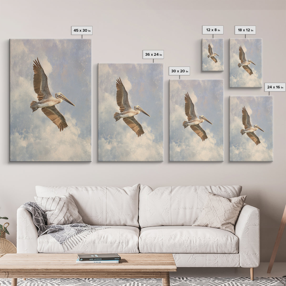 Pelican Diving Toward Fish Near Surface Canvas Print, Marine Life Art, Whale Art, Living Room Decor, Fine Art, Marine, MLA-2x3-79
