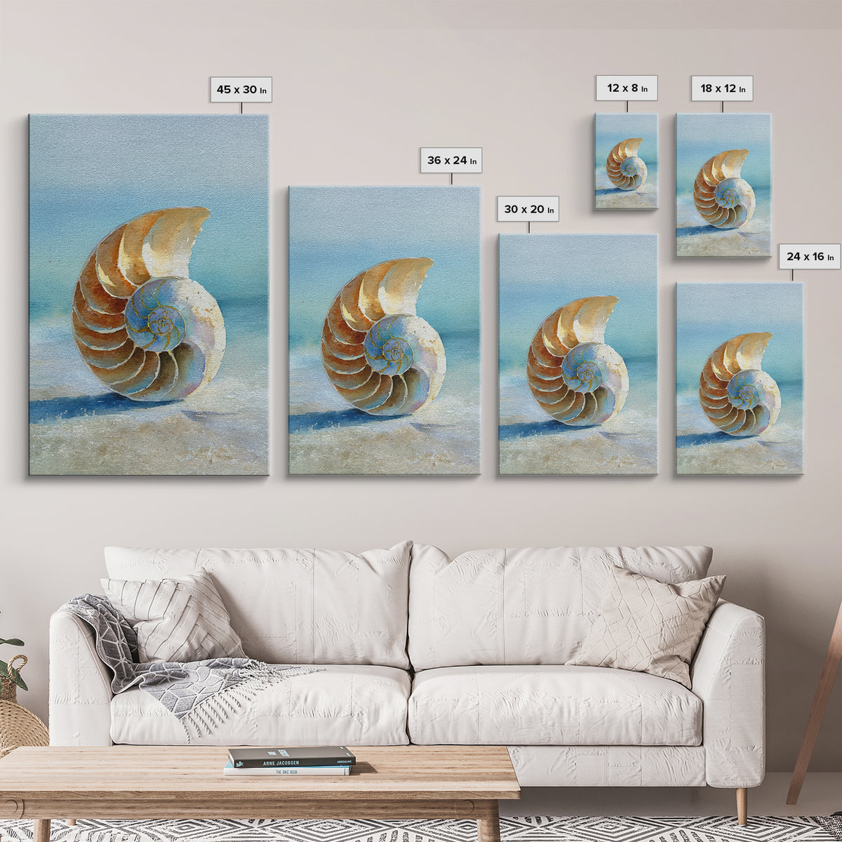 Nautilus Shell Study Canvas Print, Marine Life Art, Luxury Decor, Living Room Decor, Fine Art, Marine, Beach Decor, Coastal Art, MLA-2x3-91
