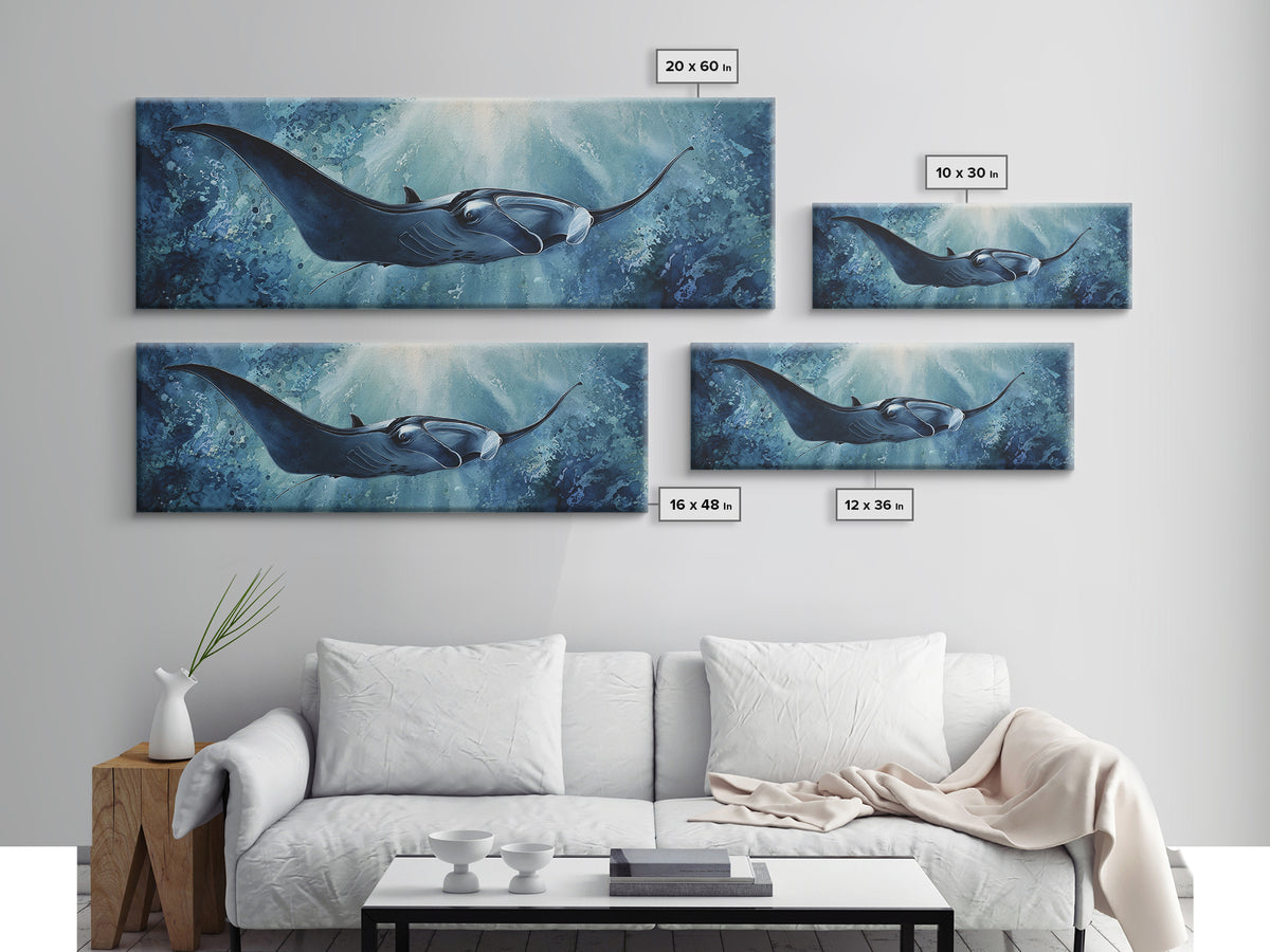 Whale Tail Rising from Misty Ocean Framed Canvas Print, Marine Life Art, Contemporary Art, Living Room Decor, Fine Art, Marine, MLA-3x1-18