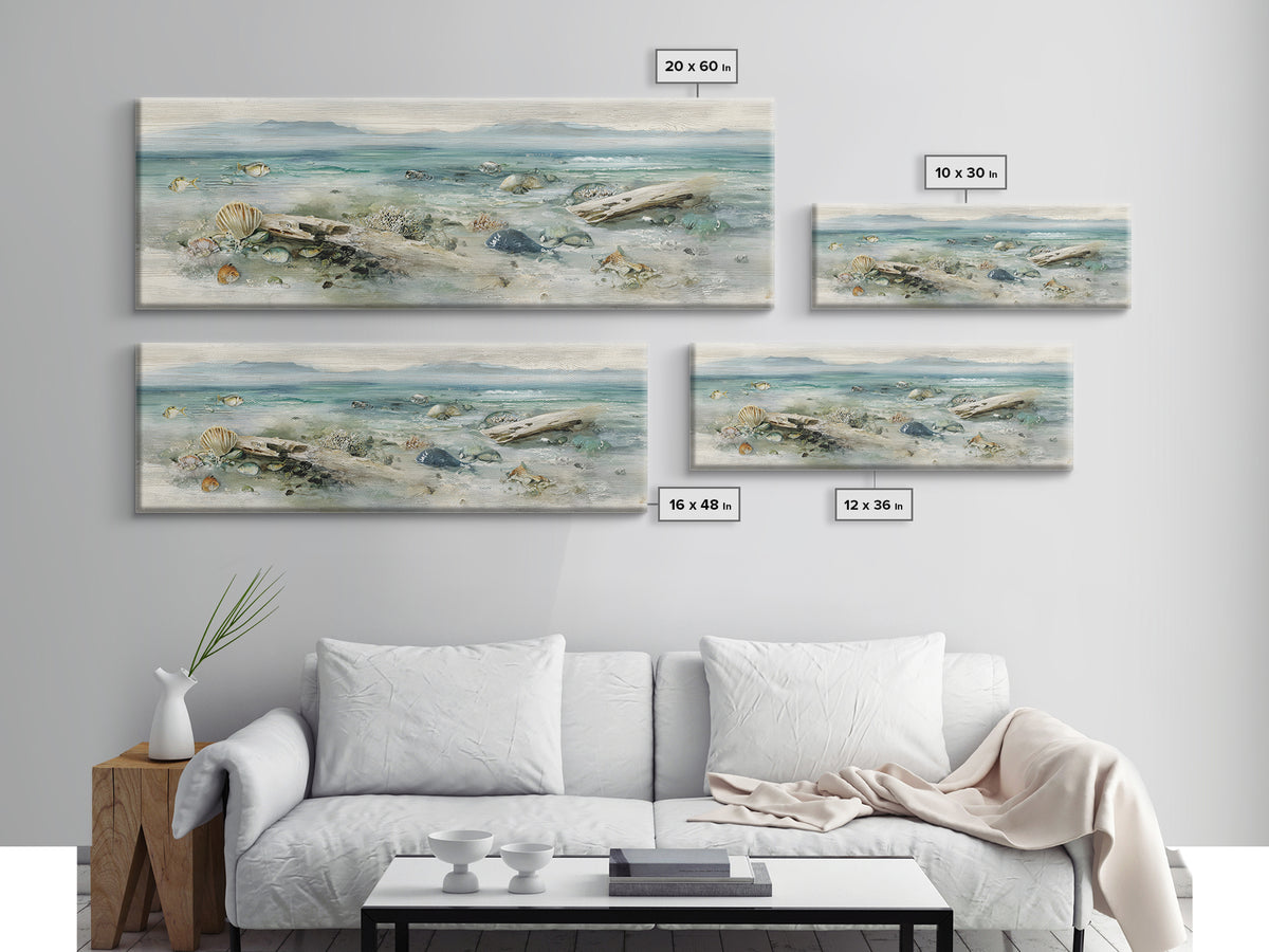 Coral Reef Panorama Canvas Print, Marine Life Art, Beach Decor, Living Room Decor, Abstract Art, Marine, Ocean Decor, MLA-3x1-25