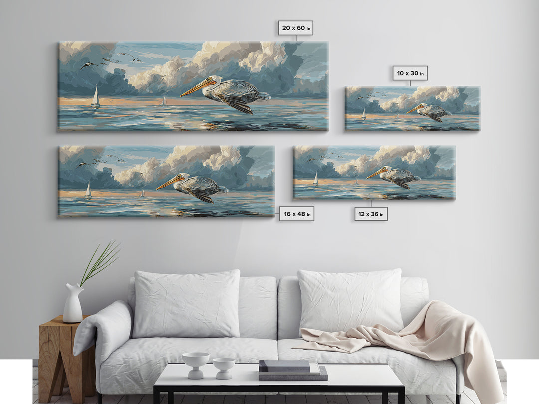 Pelican Diving Toward Fish Near Surface Canvas Print, Marine Life Art, Marine Life, Living Room Decor, Fine Art, Marine, MLA-3x1-39