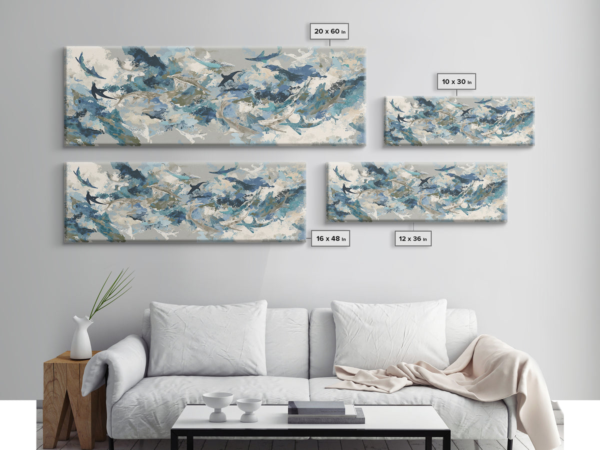 Sea Dragon Drifting Among Kelp Framed Canvas Print, Marine Life Art, Beach Prints, Living Room Decor, Fine Art, Marine, MLA-3x1-57