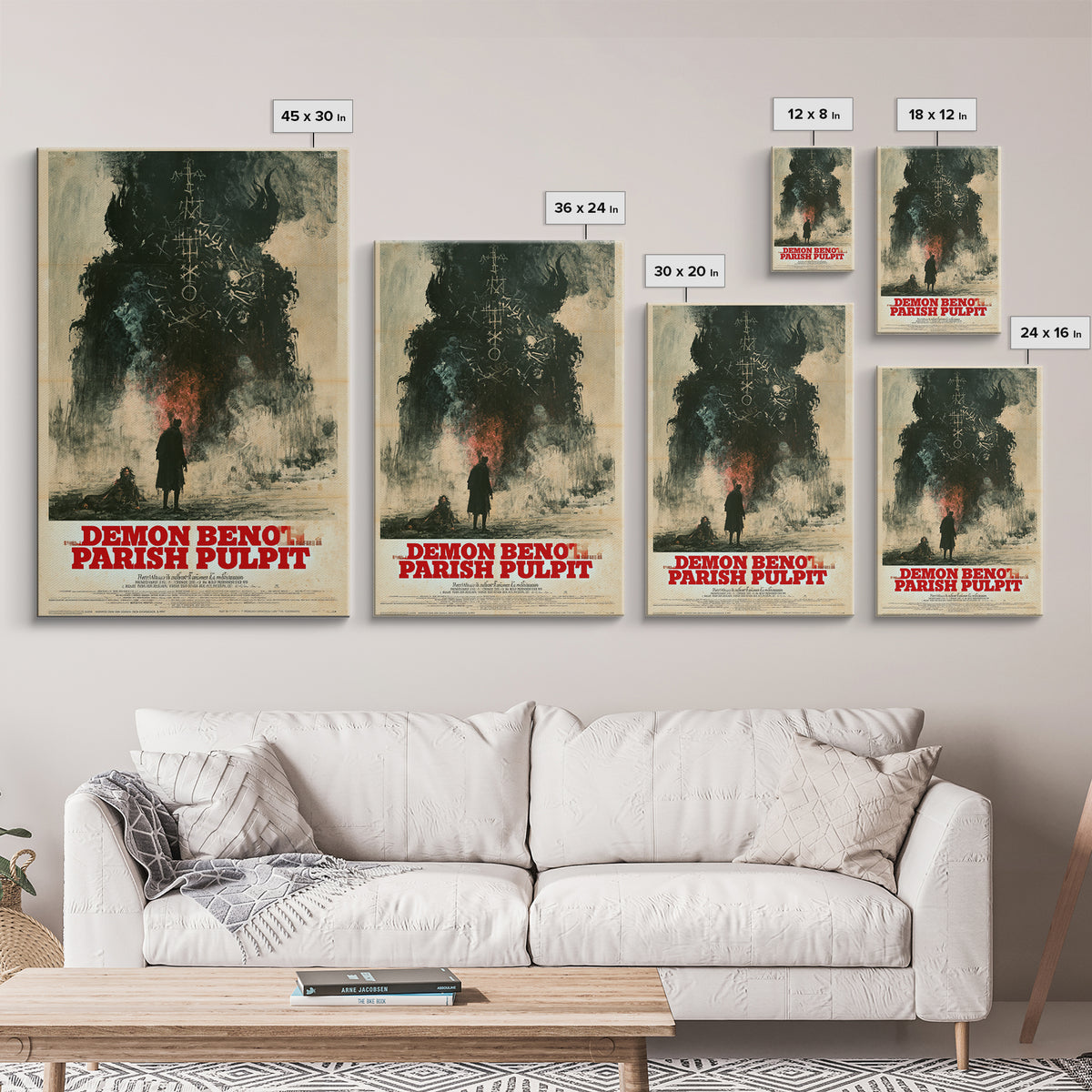The Demon Beneath The Parish Pulpit, German Horror Film Poster, Retro Gothic Cinema Art, Vintage Halloween Wall Art, Framed Canvas Print