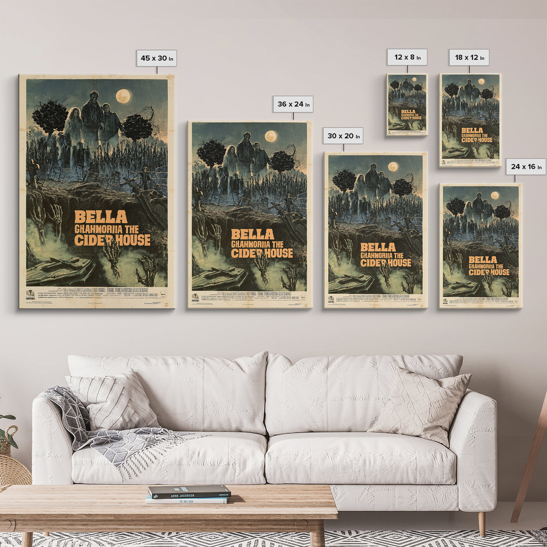 Three Graves Under The Cider House, Italian Horror Film Poster, Retro Gothic Cinema Art, Vintage Halloween Wall Art, Framed Canvas Print
