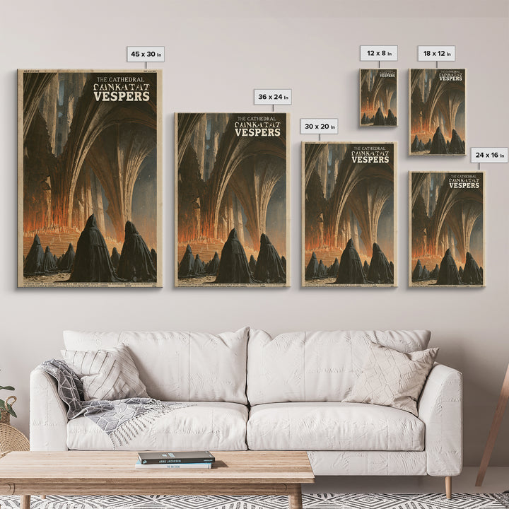 The Cathedral That Sank At Vespers, French Horror Film Poster, Retro Gothic Cinema Art, Vintage Halloween Wall Art, Framed Canvas Print