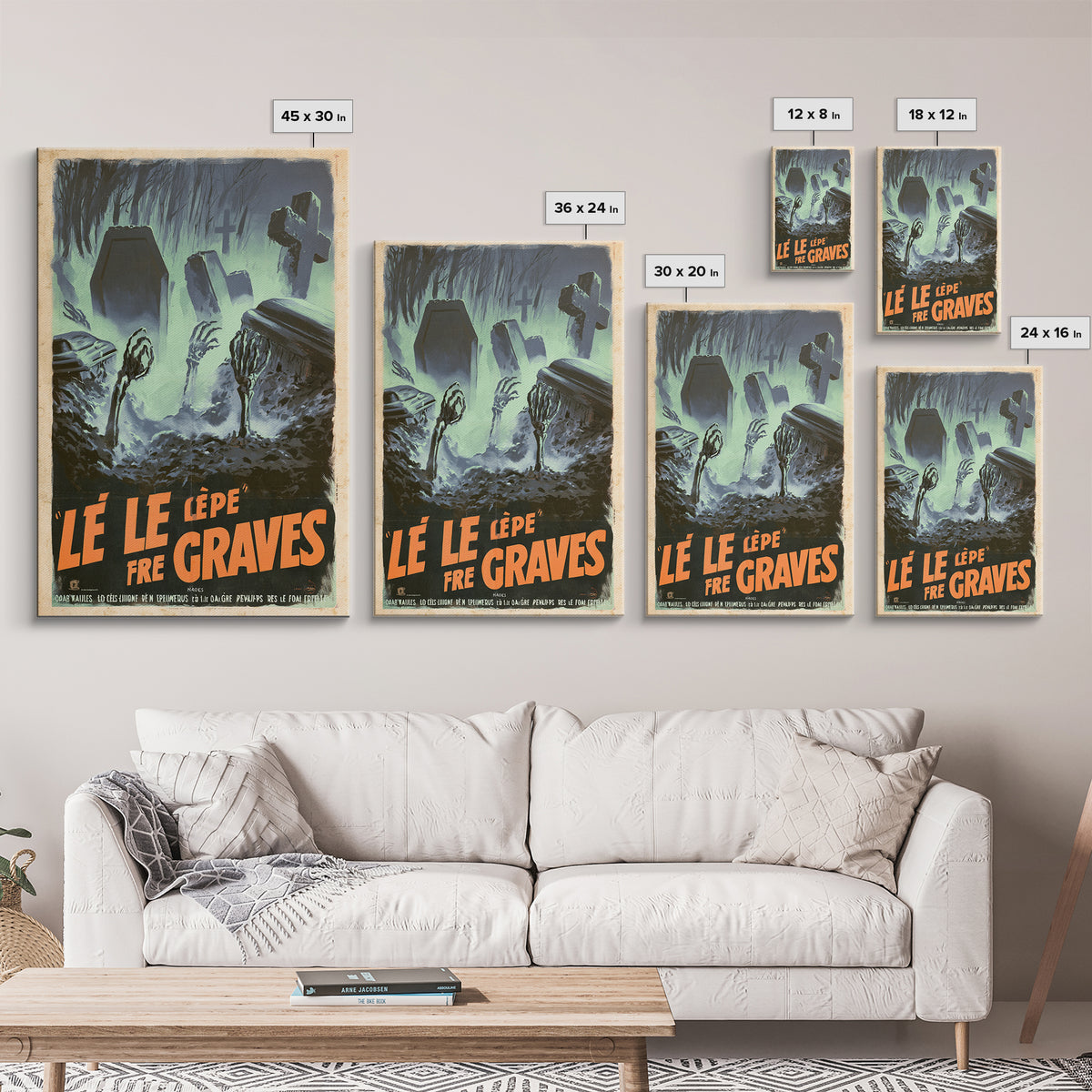 The Rain Fell Upward From The Graves, French Horror Film Poster, Retro Gothic Cinema Art, Vintage Halloween Wall Art, Framed Canvas Print