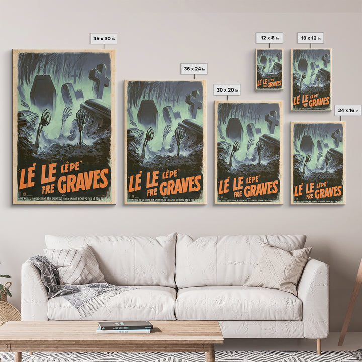 The Rain Fell Upward From The Graves, French Horror Film Poster, Retro Gothic Cinema Art, Vintage Halloween Wall Art, Framed Canvas Print