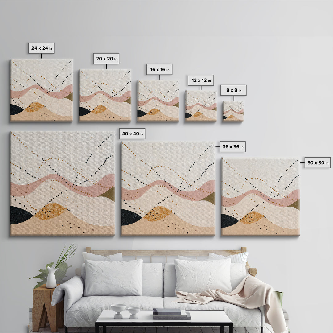 Minimal Mountain Scene Framed Canvas Print, Midcentury Modern Art, Abstract Wall Art, Living Room Decor, Watercolor Art, Retro, MMA-1x1-39