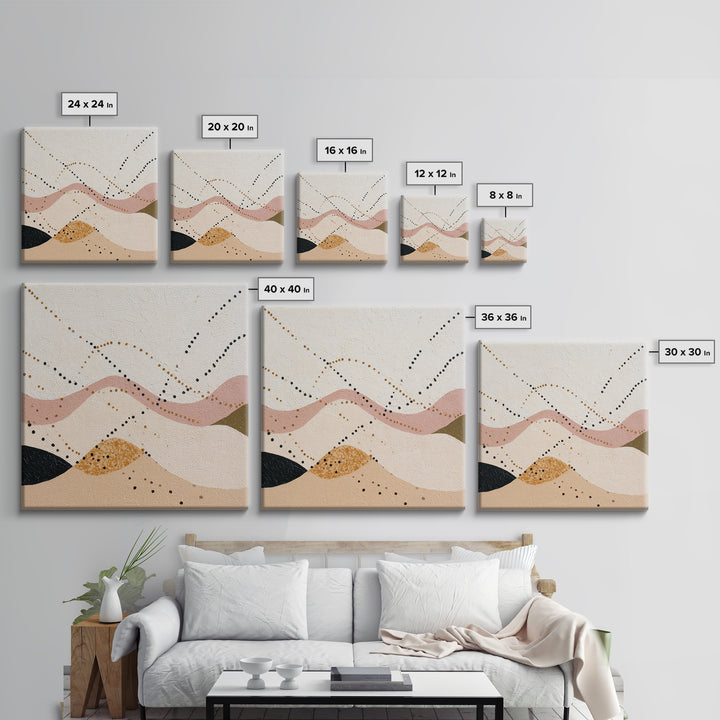 Minimal Mountain Scene Framed Canvas Print, Midcentury Modern Art, Abstract Wall Art, Living Room Decor, Watercolor Art, Retro, MMA-1x1-39