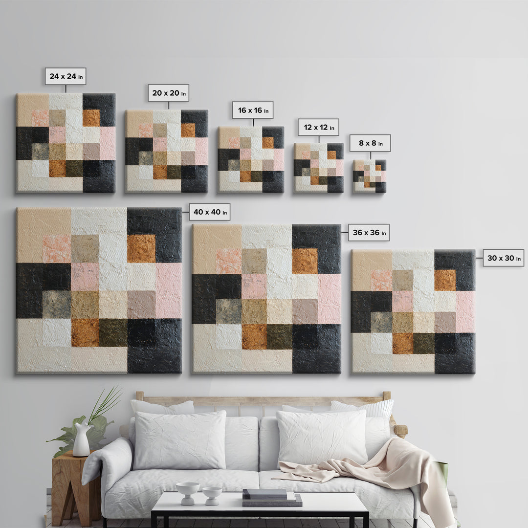Desert Landscape Reduced to Color Blocks Framed Canvas Print, Midcentury Modern Art, Fine Art Print, Living Room Decor, Retro, MMA-1x1-80
