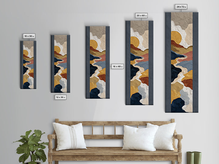 Large Sun and Hill Shapes Canvas Print, Midcentury Modern Art, Poster, Living Room Decor, Retro, Art Deco, Original Art, MMA-1x3-17