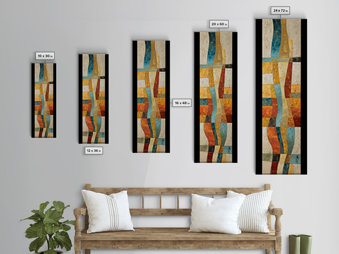 Desert Landscape Reduced to Color Blocks Canvas Print, Midcentury Modern Art, Art Print, Living Room Decor, Oil Painting, Retro, MMA-1x3-44