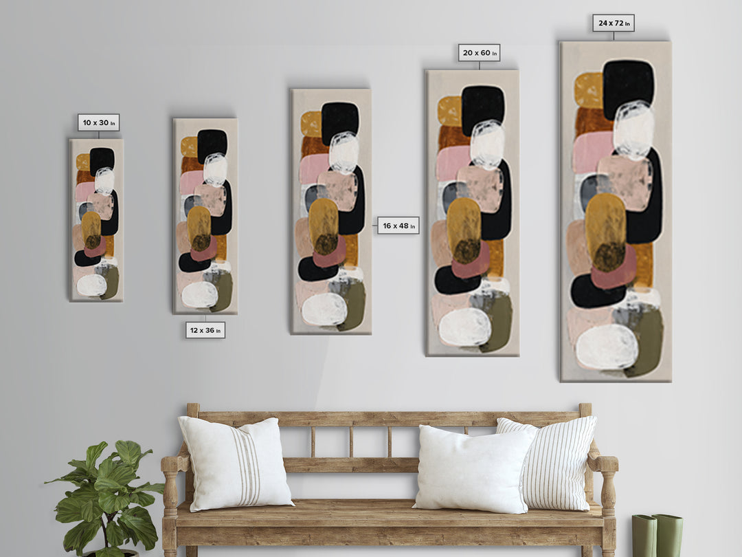 Oval and Rectangle Composition Framed Canvas Print, Midcentury Modern Art, Printable, Living Room Decor, Fine Art, Retro, MMA-1x3-52