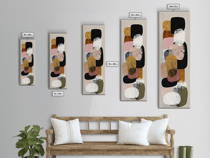 Oval and Rectangle Composition Framed Canvas Print, Midcentury Modern Art, Printable, Living Room Decor, Fine Art, Retro, MMA-1x3-52