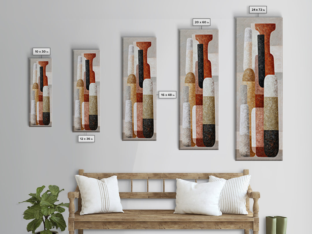 Retro Cocktail Glasses Framed Canvas Print, Midcentury Modern Art, Luxury Decor, Living Room Decor, Abstract Art, Retro, MMA-1x3-66