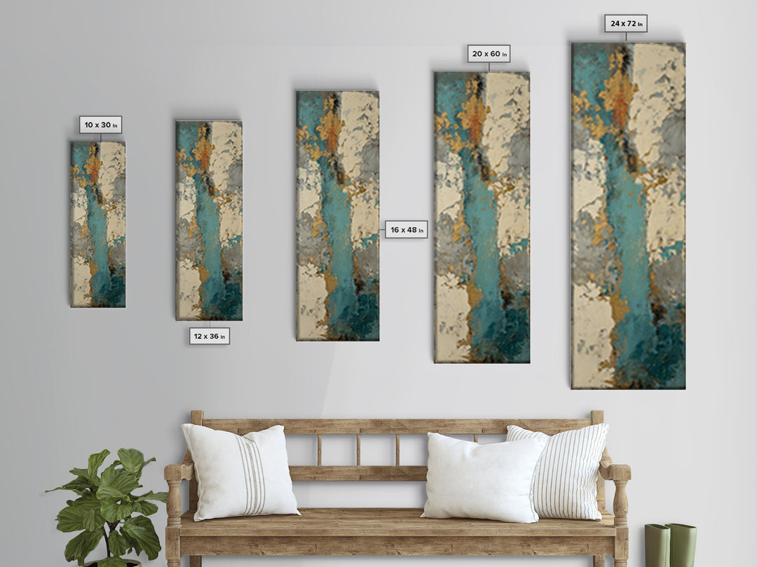 Teal Sofa Era Abstract Pattern Without Furniture Canvas Print, Midcentury Modern Art, Digital Print, Living Room Decor, Retro, MMA-1x3-84