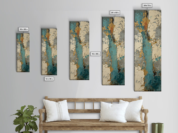 Teal Sofa Era Abstract Pattern Without Furniture Canvas Print, Midcentury Modern Art, Digital Print, Living Room Decor, Retro, MMA-1x3-84