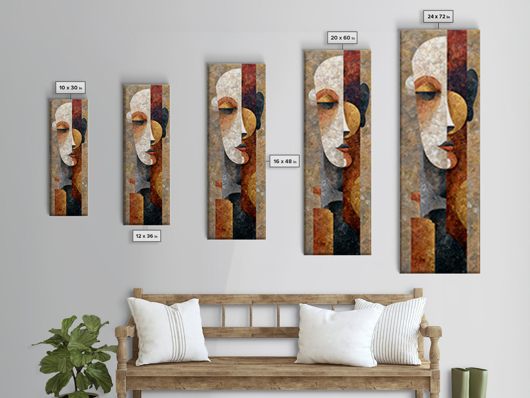 Mod Female Portrait Framed Canvas Print, Midcentury Modern Art, Boho Decor, Living Room Decor, Fine Art, Retro, Wall Decor, MMA-1x3-91