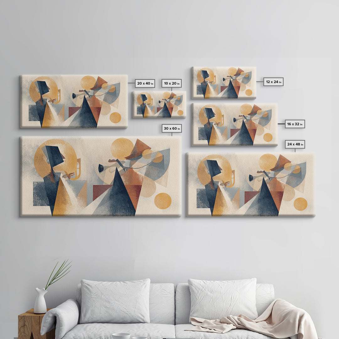 Jazz Musician in Angular Mid Century Style Canvas Print, Midcentury Modern Art, Digital Art, Living Room Decor, Retro, MMA-2x1-29