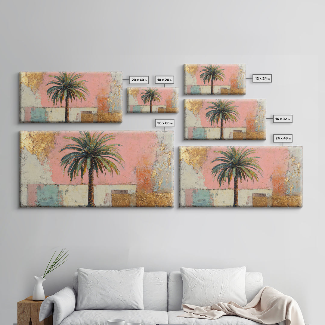 Stylized Palm Tree Framed Canvas Print, Midcentury Modern Art, Wall Decor, Living Room Decor, Fine Art, Retro, Digital Print, MMA-2x1-37