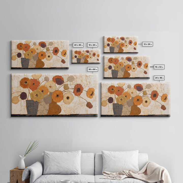 Vase of Flowers Rendered Framed Canvas Print, Midcentury Modern Art, Poster, Living Room Decor, Fine Art, Retro, Art Deco, MMA-2x1-40