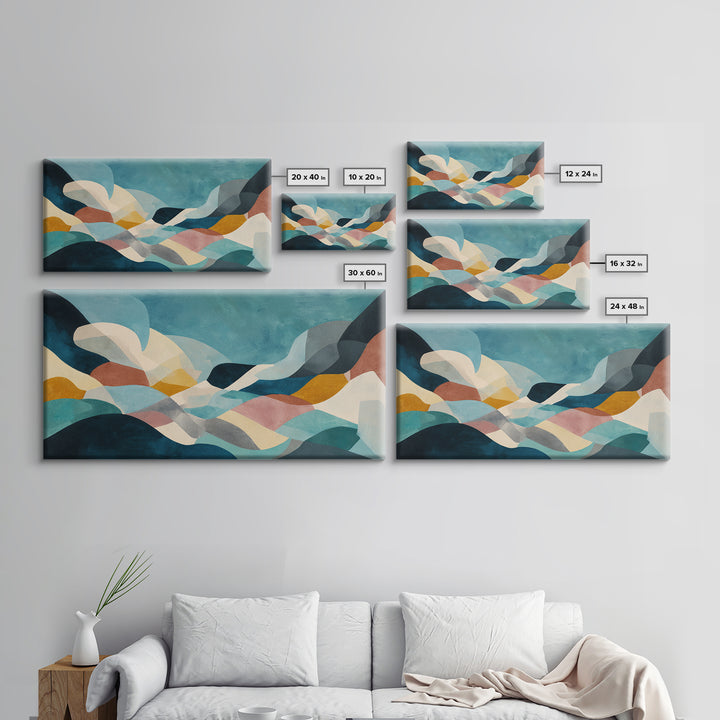 Teal Sofa Era Abstract Pattern Without Furniture Canvas Print, Midcentury Modern Art, Living Room Decor, Retro, MMA-2x1-44