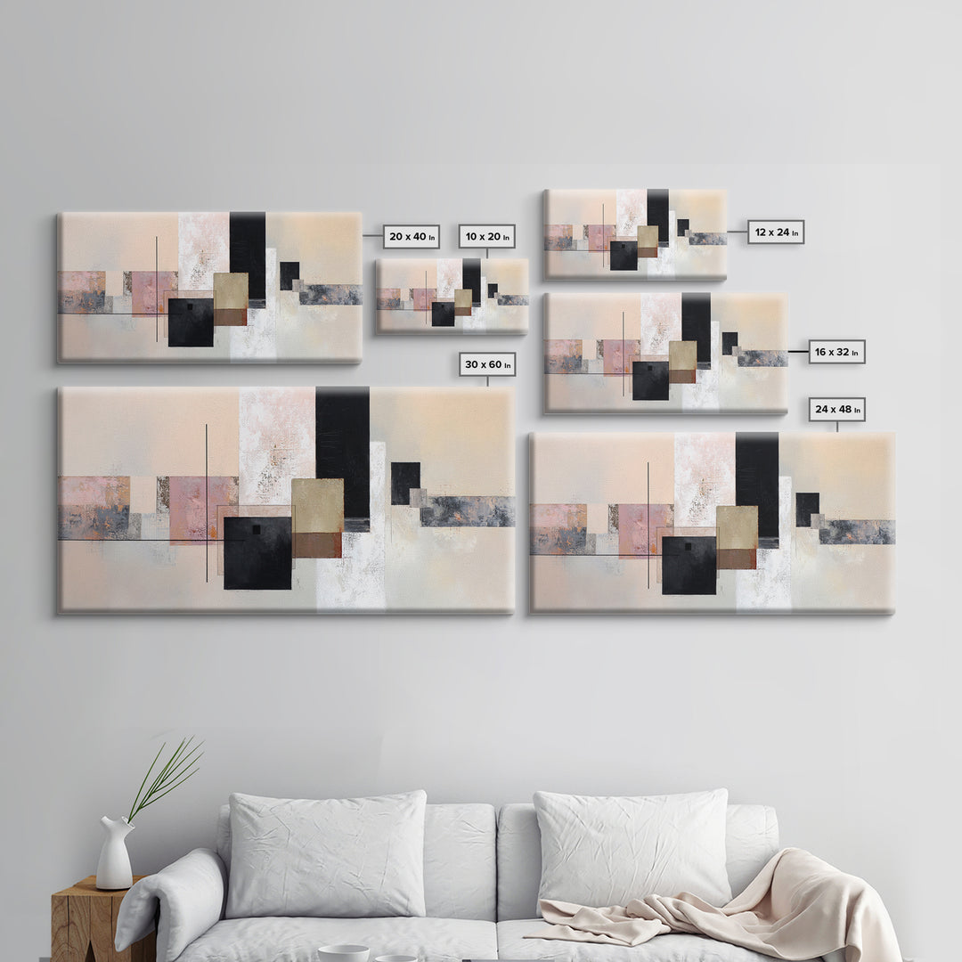 Sunburst Clock Composition Canvas Print, Midcentury Modern Art, Digital Print, Living Room Decor, Retro, Minimalist Wall Art, MMA-2x1-89