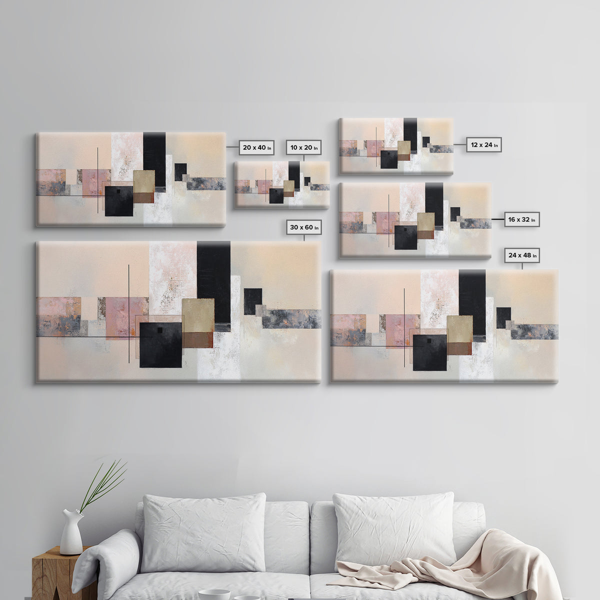 Sunburst Clock Composition Canvas Print, Midcentury Modern Art, Digital Print, Living Room Decor, Retro, Minimalist Wall Art, MMA-2x1-89