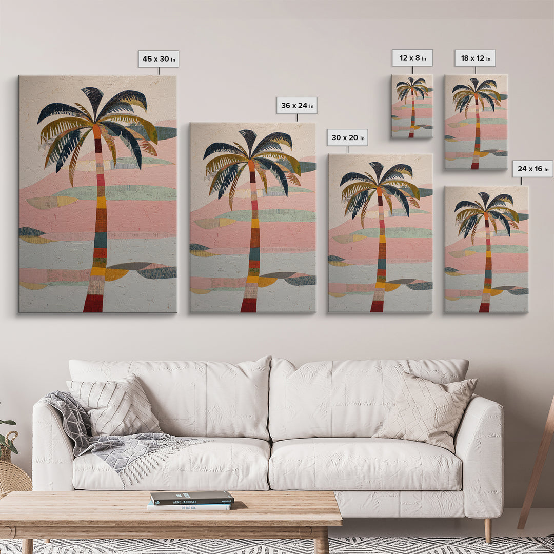 Stylized Palm Tree Framed Canvas Print, Midcentury Modern Art, Art Print, Living Room Decor, Fine Art, Retro, Abstract Wall Art, MMA-2x3-1