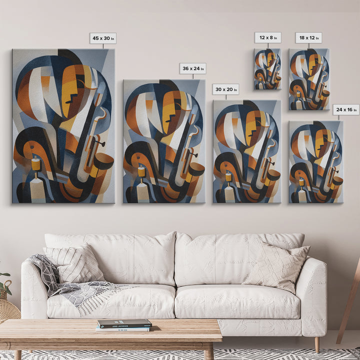 Jazz Musician in Angular Mid Century Style Canvas Print, Midcentury Modern Art, Mid Century Modern, Living Room Decor, Retro, MMA-2x3-17