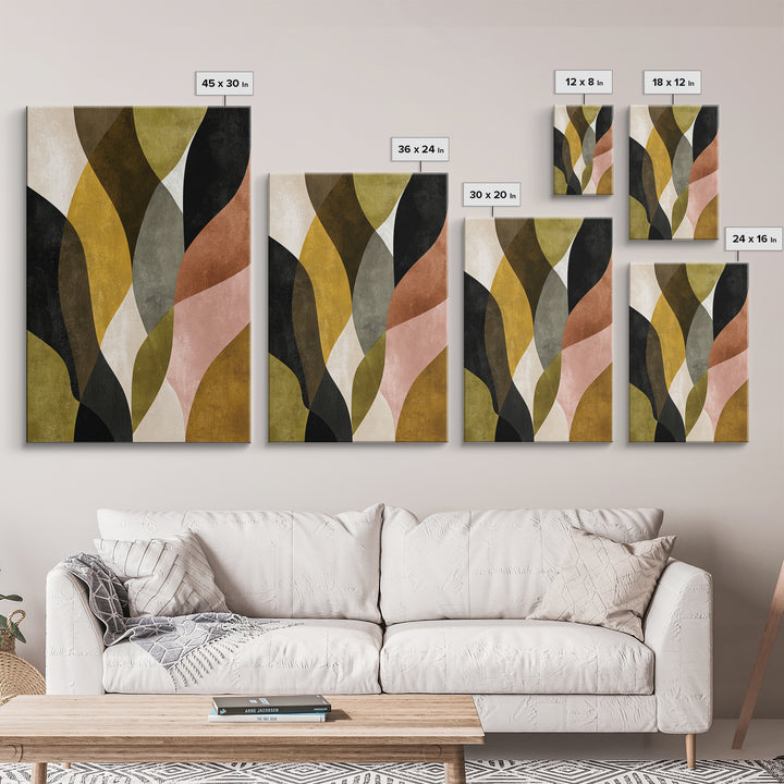 Abstract Leaf Shapes Framed Canvas Print, Midcentury Modern Art, Home Decor, Living Room Decor, Fine Art, Retro, Boho, MMA-2x3-18