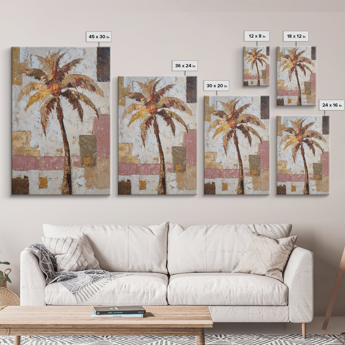 Stylized Palm Tree Framed Canvas Print, Midcentury Modern Art, Art Print, Living Room Decor, Fine Art, Retro, Abstract Wall Art, MMA-2x3-25