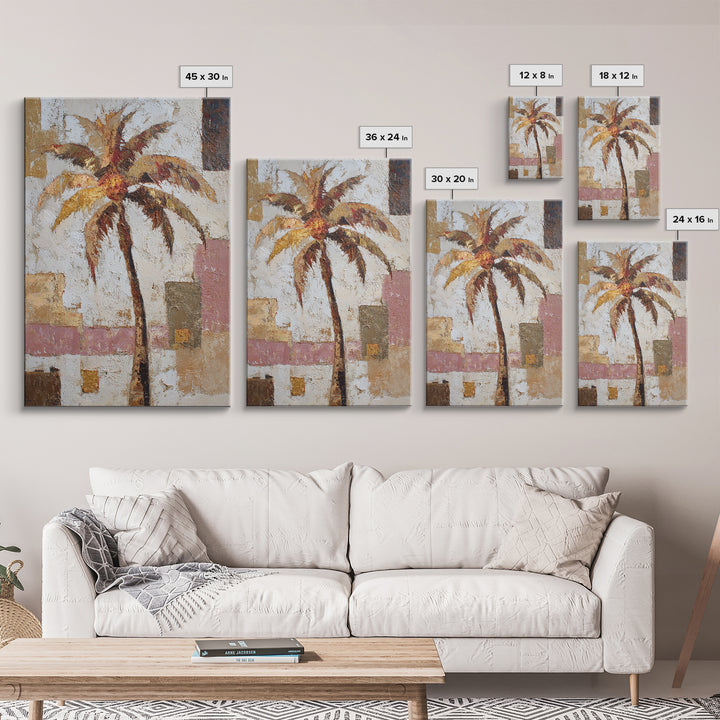 Stylized Palm Tree Framed Canvas Print, Midcentury Modern Art, Art Print, Living Room Decor, Fine Art, Retro, Abstract Wall Art, MMA-2x3-25