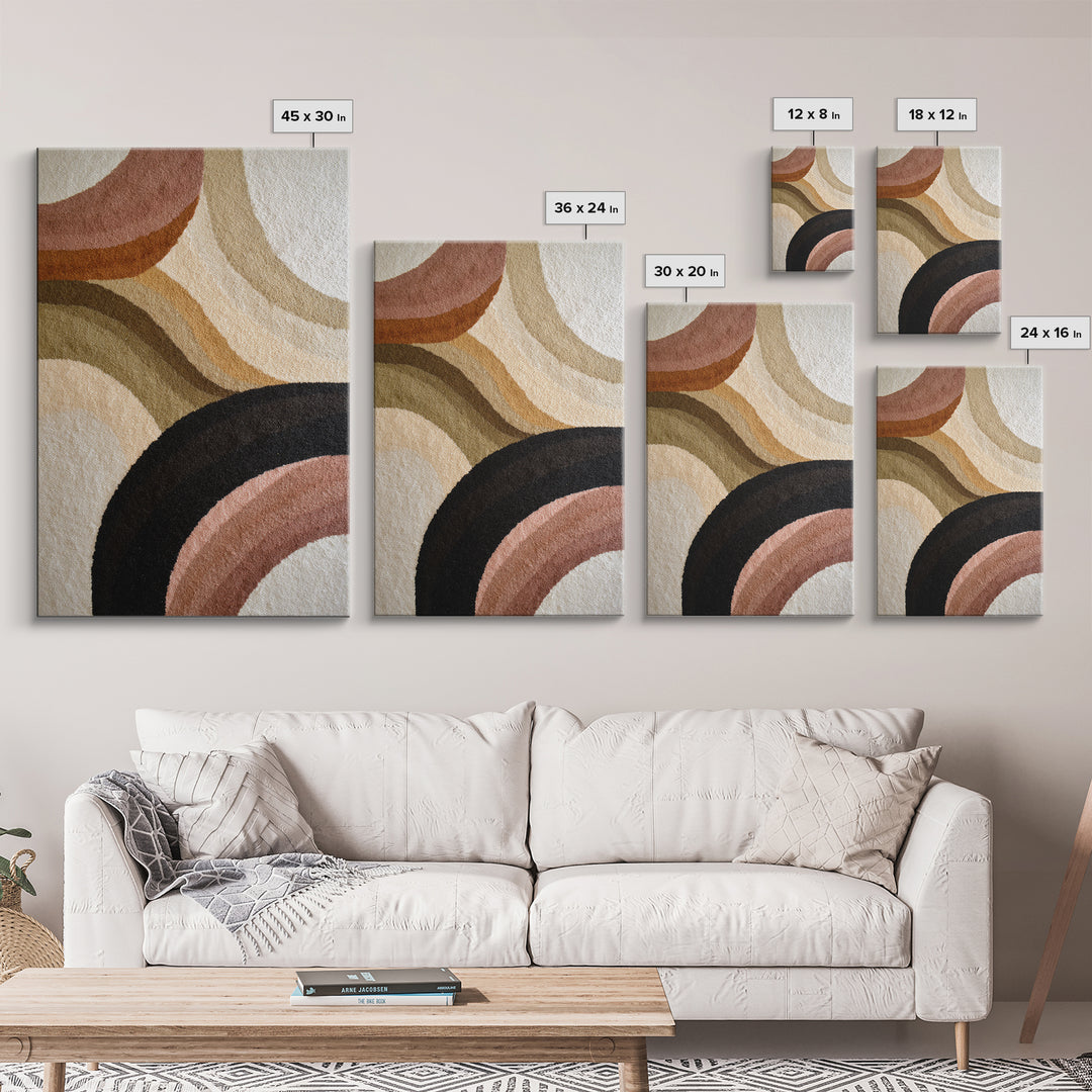 Large Sun and Hill Shapes Framed Canvas Print, Midcentury Modern Art, Living Room Decor, Abstract Art, Retro, MMA-2x3-37