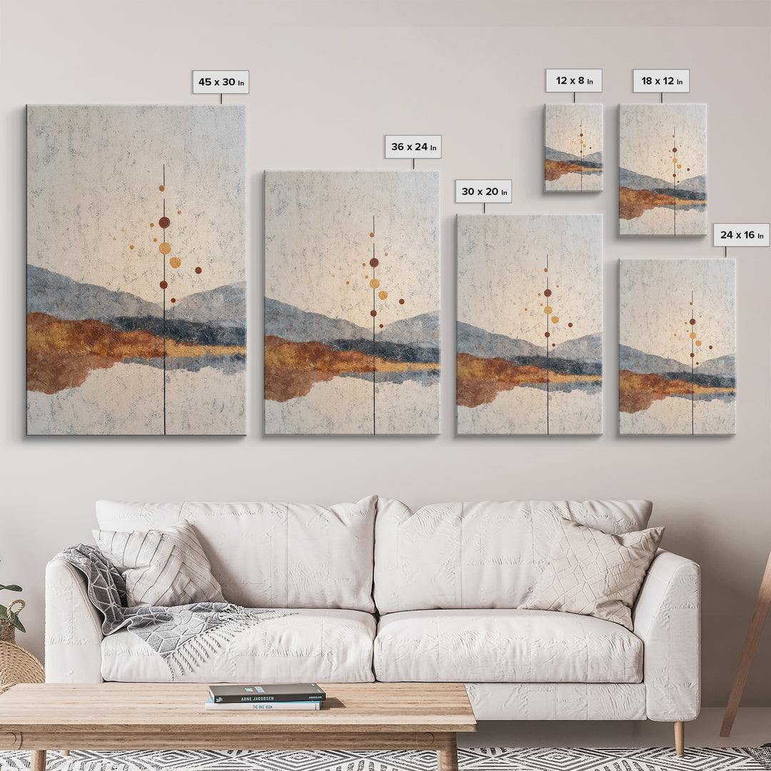 Minimal Mountain Scene Framed Canvas Print, Midcentury Modern Art, Mid Century Modern, Living Room Decor, Fine Art, Retro, MMA-2x3-47