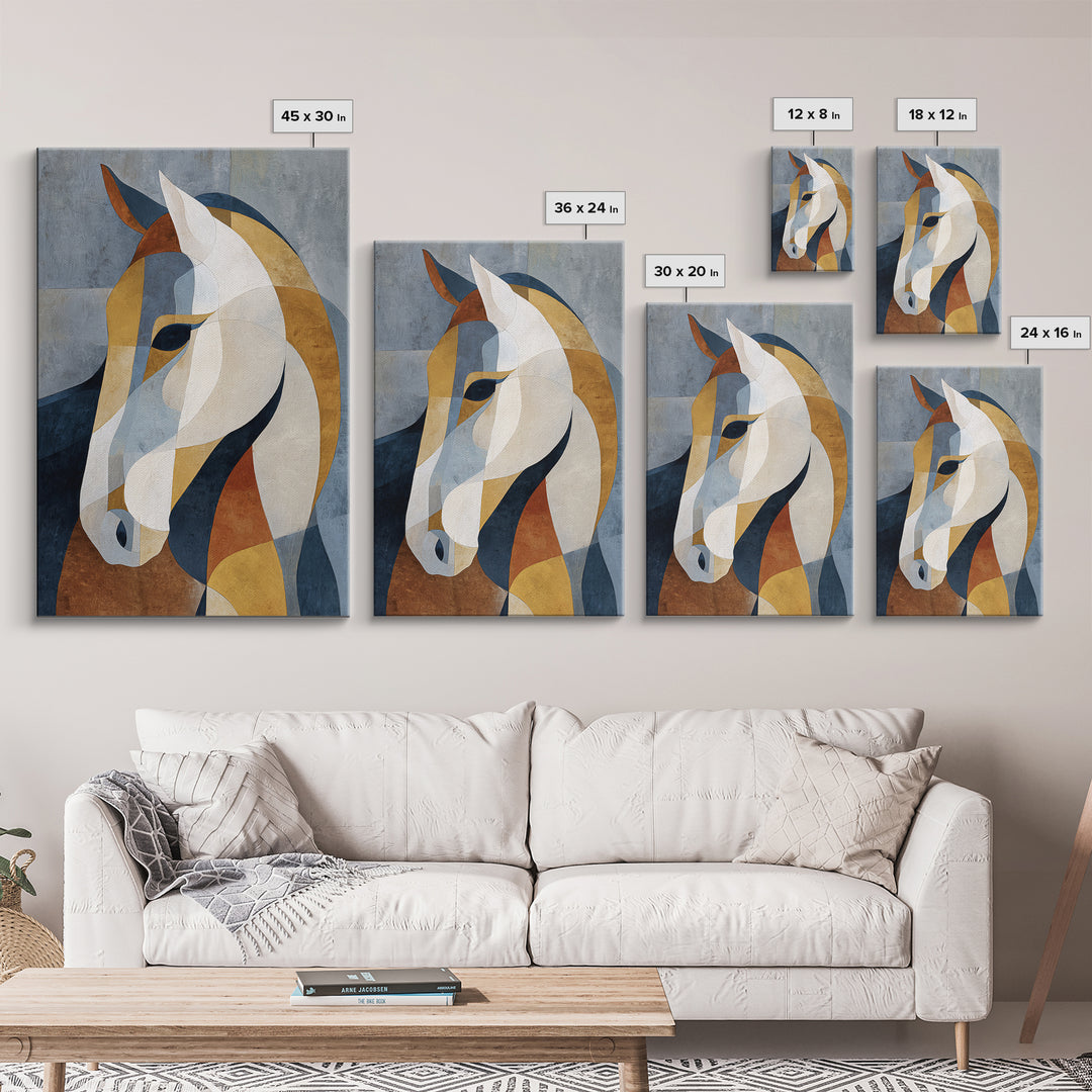 Mid Century Horse Framed Canvas Print, Midcentury Modern Art, Prints, Living Room Decor, Oil Painting, Retro, Abstract Wall Art, MMA-2x3-51
