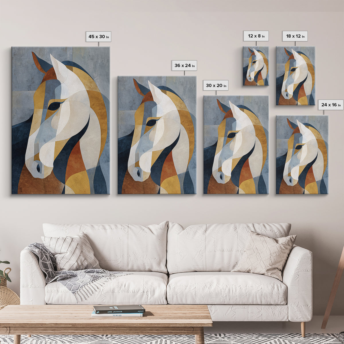 Mid Century Horse Framed Canvas Print, Midcentury Modern Art, Prints, Living Room Decor, Oil Painting, Retro, Abstract Wall Art, MMA-2x3-51