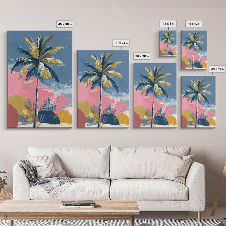Stylized Palm Tree Framed Canvas Print, Midcentury Modern Art, Living Room Decor, Fine Art, Retro, Neutral Decor, Modern Decor, MMA-2x3-73