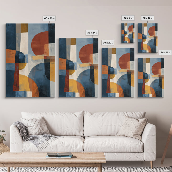 Abstract Cat in Mid Century Color Palette Framed Canvas Print, Midcentury Modern Art, Retro Wall Art, Living Room Decor, Retro, MMA-2x3-83