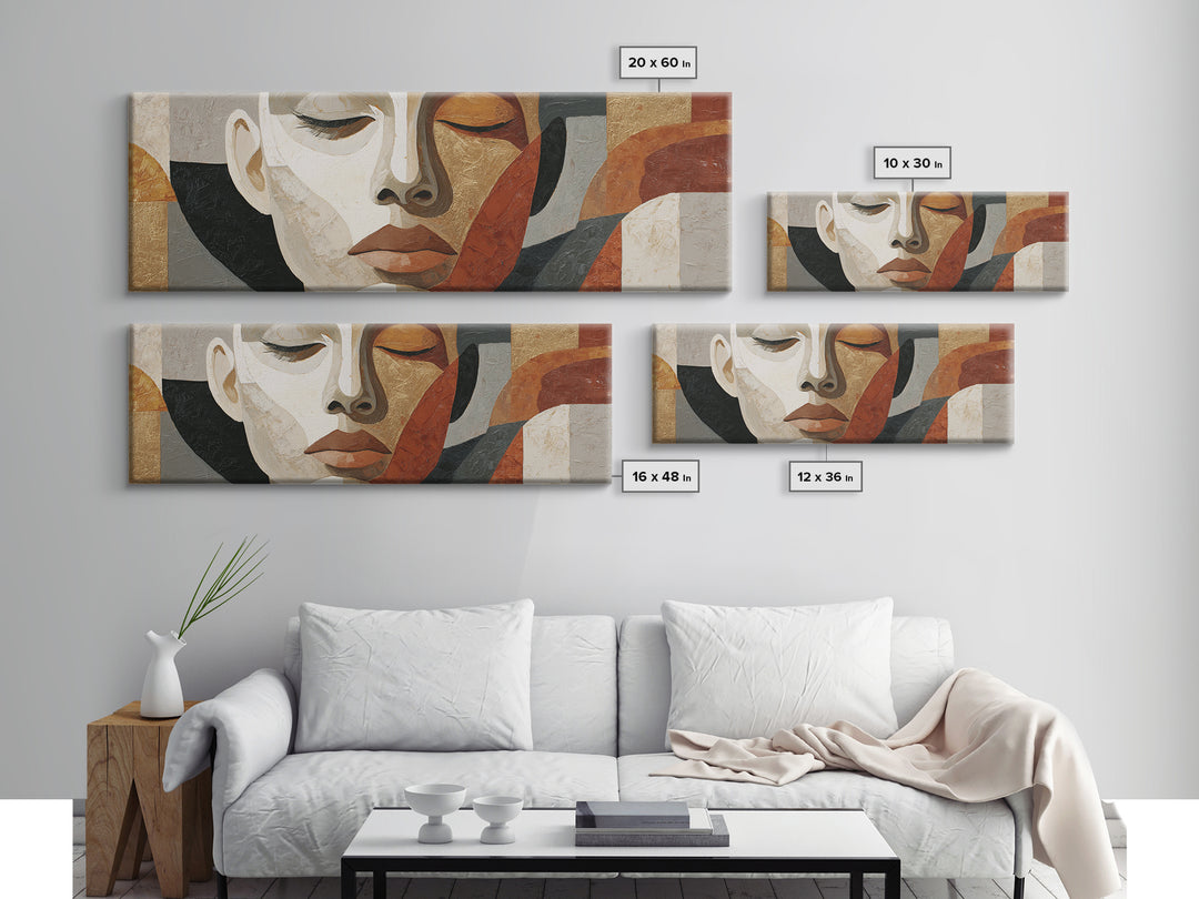 Mod Female Portrait Framed Canvas Print, Midcentury Modern Art, Prints, Living Room Decor, Fine Art, Retro, Abstract Wall Art, MMA-3x1-47