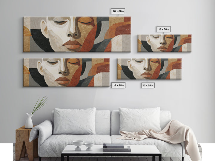 Mod Female Portrait Framed Canvas Print, Midcentury Modern Art, Prints, Living Room Decor, Fine Art, Retro, Abstract Wall Art, MMA-3x1-47