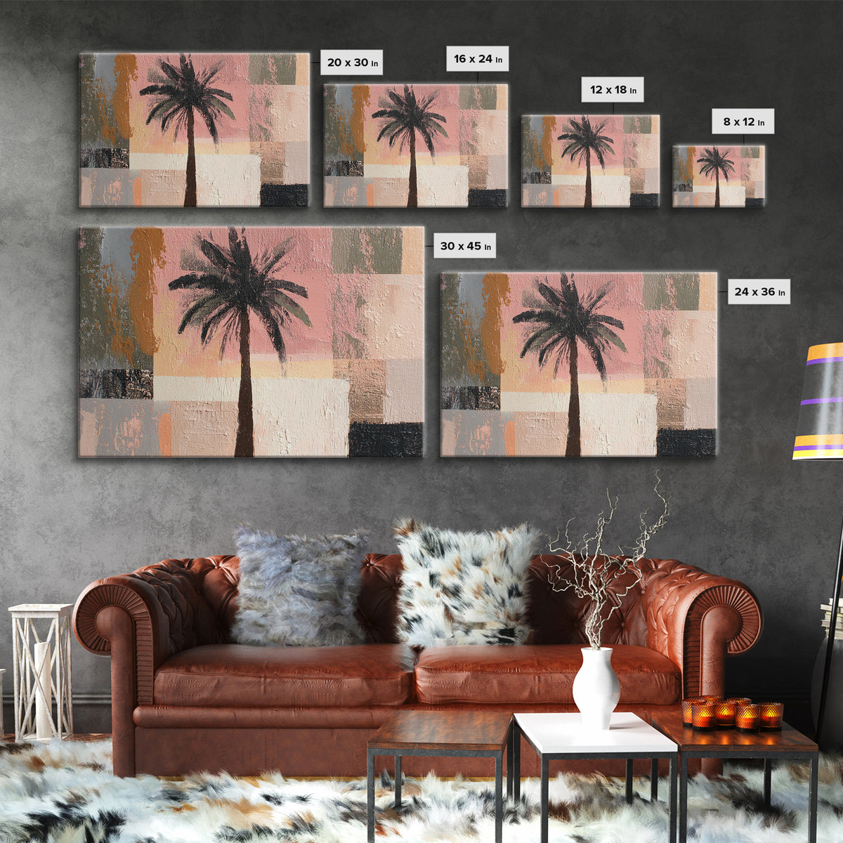 Stylized Palm Tree Canvas Print, Midcentury Modern Art, Living Room Wall Art, Living Room Decor, Fine Art, Retro, Luxury Decor, MMA-3x2-21