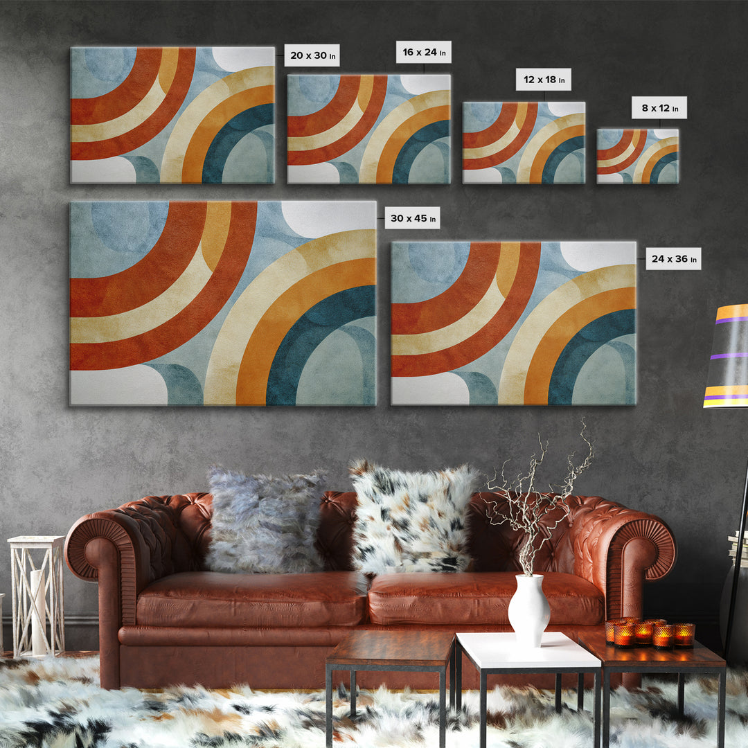 Stacked Arches in Burnt Orange and Cream Canvas Print, Midcentury Modern Art, Boho Decor, Living Room Decor, Oil Painting, MMA-3x2-89