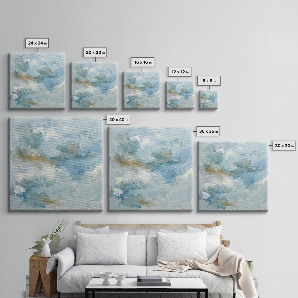 Calming Blue Abstract Framed Canvas Print, Medical Office Art, Nurse Wall Art, Office Decor, Abstract Art, Calm, Room Decor, MOA-1x1-1