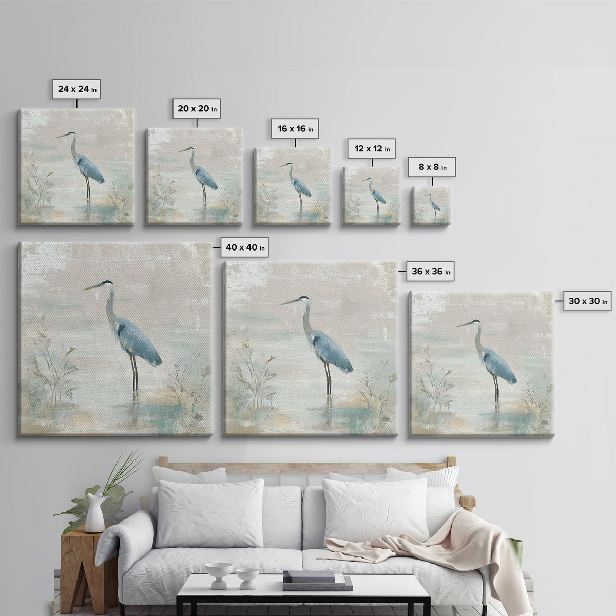 Blue Heron Standing Canvas Print, Medical Office Art, Educational Poster, Office Decor, Fine Art, Calm, Fine Art Print, MOA-1x1-14