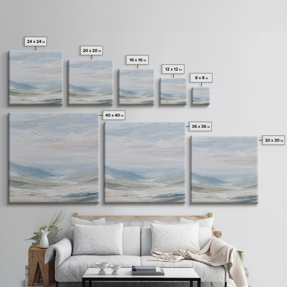 Soft Mountain Landscape Framed Canvas Print, Medical Office Art, Healthcare Wall Art, Office Decor, Oil Painting, Calm, MOA-1x1-2